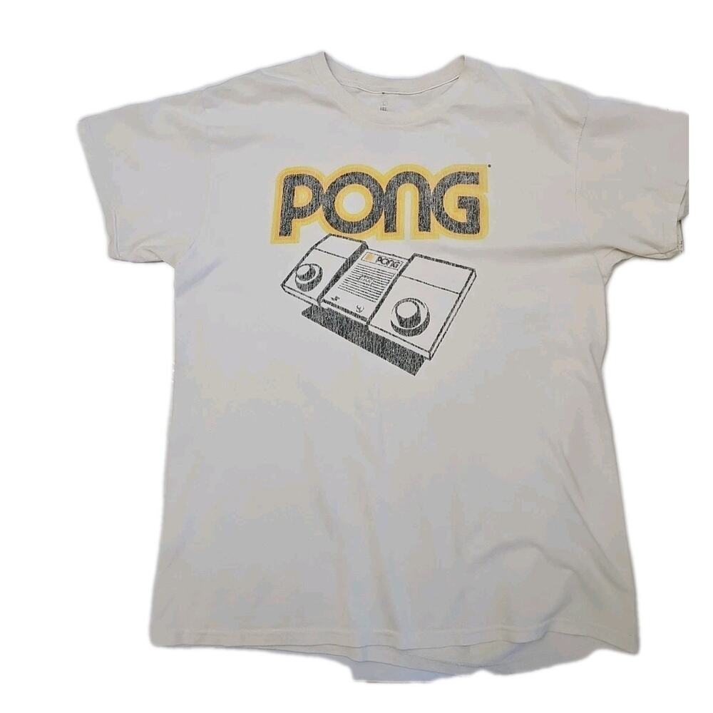 Vintage Atari Distressed Pong Unisex Short Sleeve T-Shirt Sz Large White